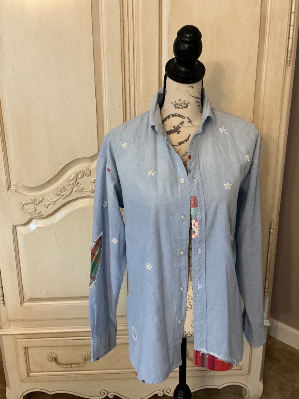 Polo Ralph Lauren Daisy Embroidered Chambray Patchwork Shirt – Size 8